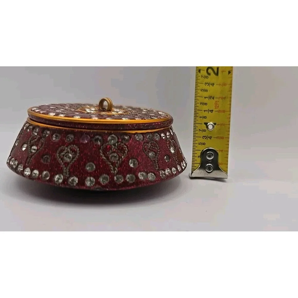 TRADITIONAL Bollywood‎ Style Rhinestone Enamel Wire Trinket Box India Design ~3